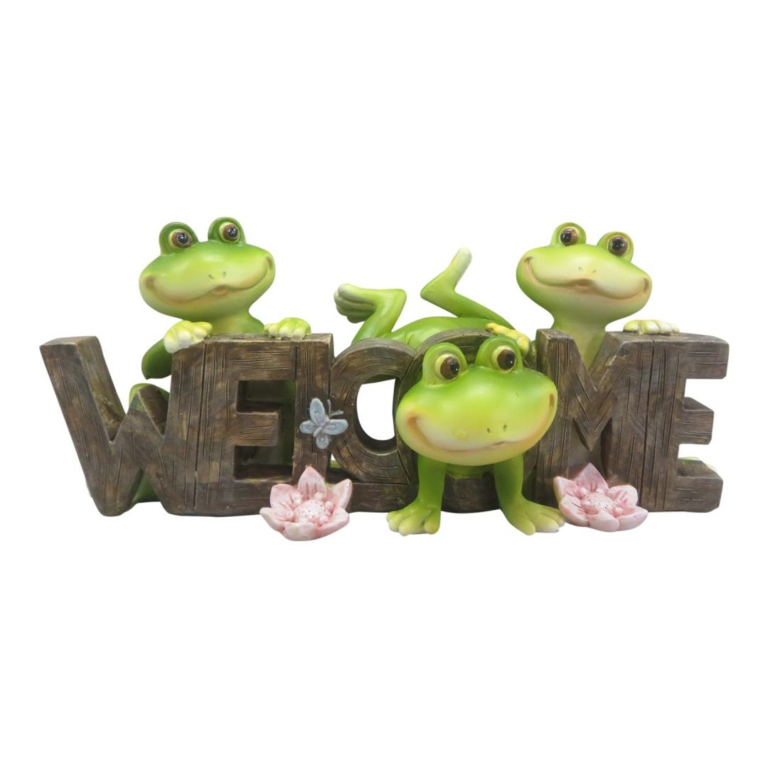 Triple Frog Welcome Sign