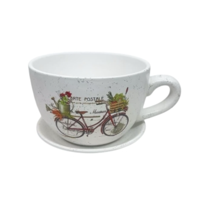 Tea Cup Pot – Bicycle Print