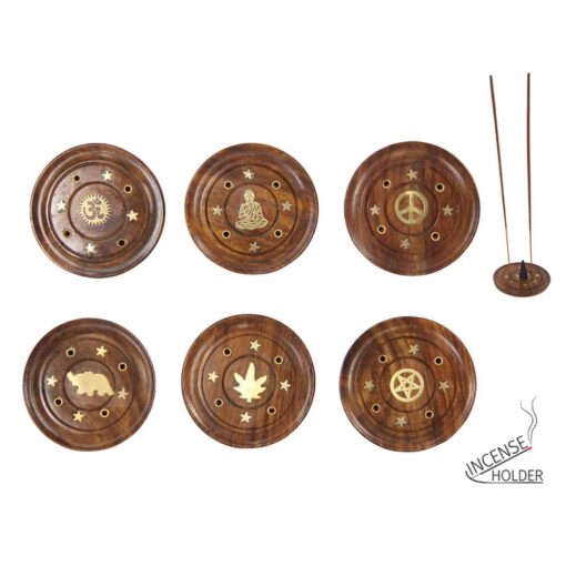 Round Wooden Incense Holder