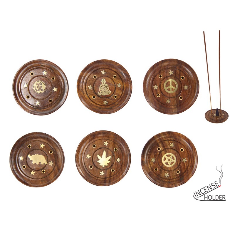 Round Wooden Incense Holder