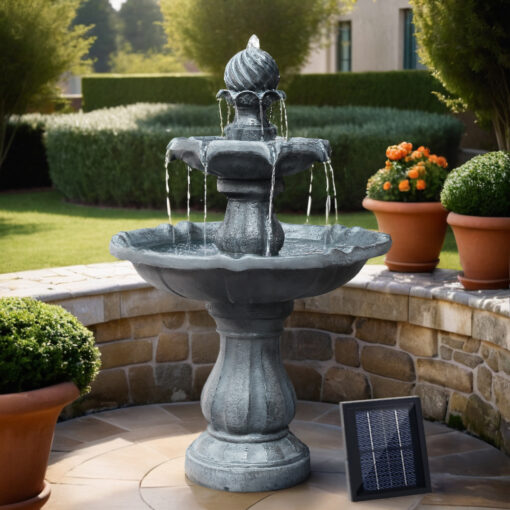 Solar 3-Tier Birdbath Water Feature - Black - ONLINE ONLY!