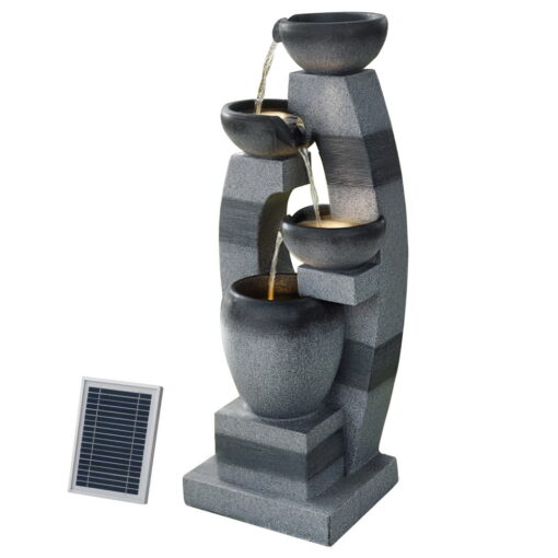 Solar Cascading Grey 3-Tier Bowl Water Feature - ONLINE ONLY!
