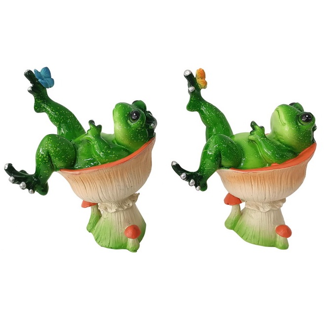 Marble Bathing Frog with Butterfly