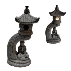 Garden Pagoda Solar Light with Meditating Buddha