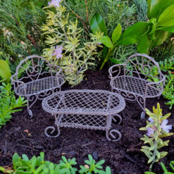 Metal Filigree 3-Pce Furniture Set – Rust