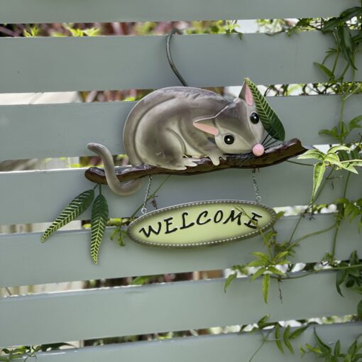 Possum on Welcome Branch Metal Wall Art