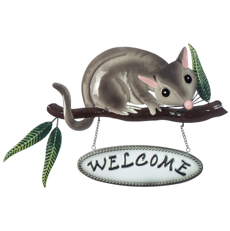 Possum on Welcome Branch Metal Wall Art