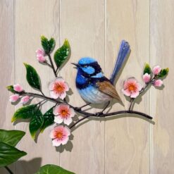 Serene Blue Wren Metal Wall Art - Printed