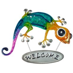 Vivid Lizard Welcome Metal Wall Art