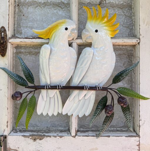 White Cockatoo Companions Metal Wall Art