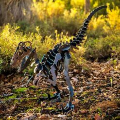 Velociraptor Dinosaur Sculpture - Metal Raw Finish