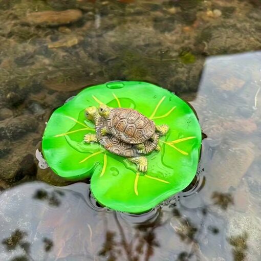 Floating Mother & Baby Turtle on Lilypad