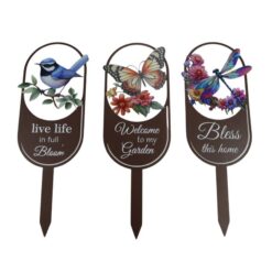Metal Garden Stake with Wren, Butterfly or Dragonfly