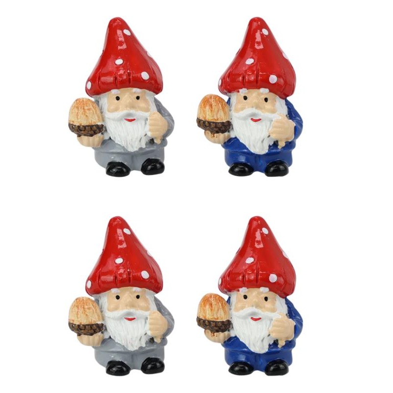 Miniature Gnome with Red Mushroom Hat